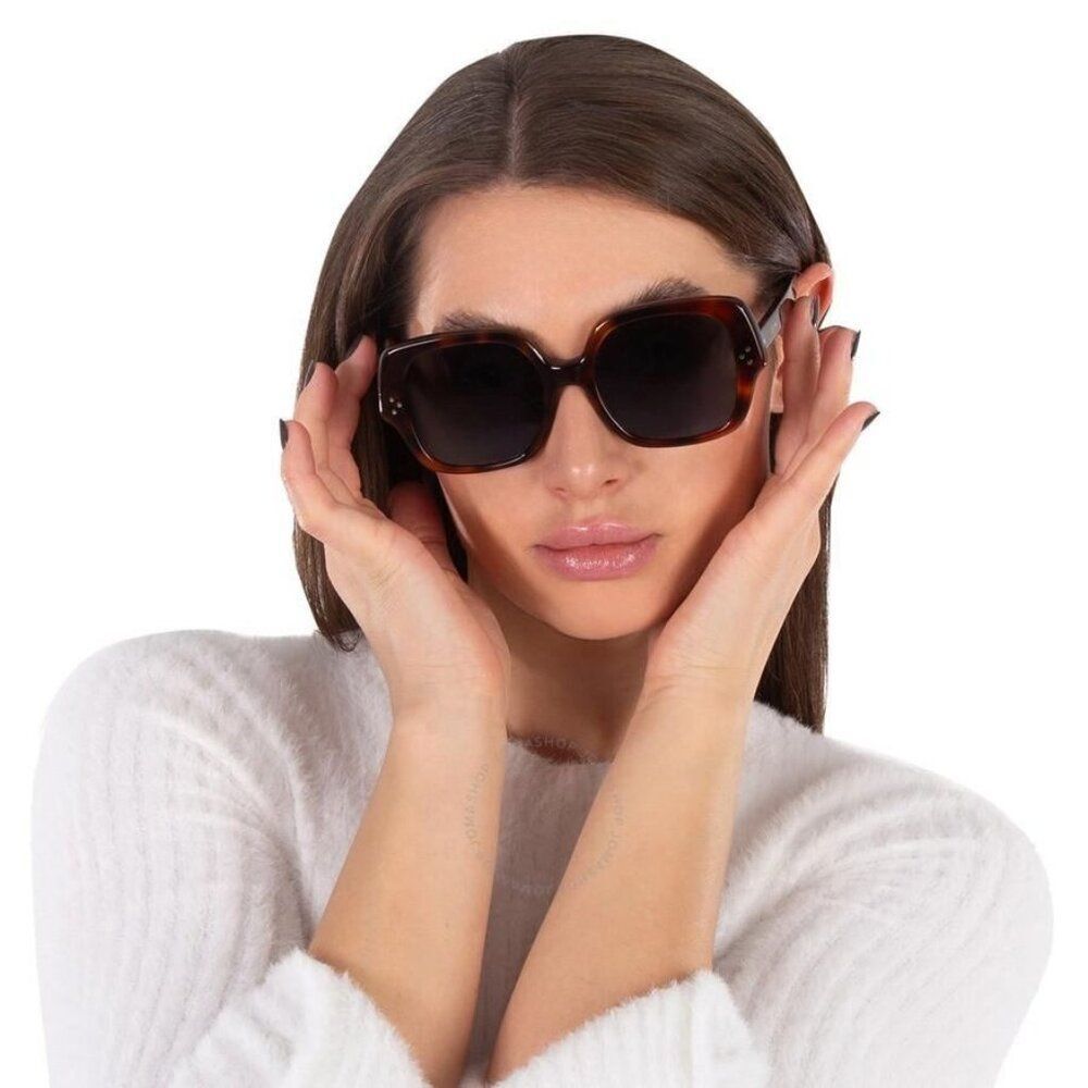 Celine 3 DOTS Women Sunglasses Medium Havana Smoke Grey Geometric CL40241F 53A